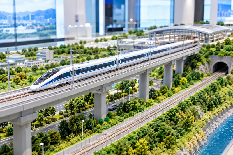 Custom Rail Transit Scale Models for high-speed railway, viaduct, station hub and rail line layout